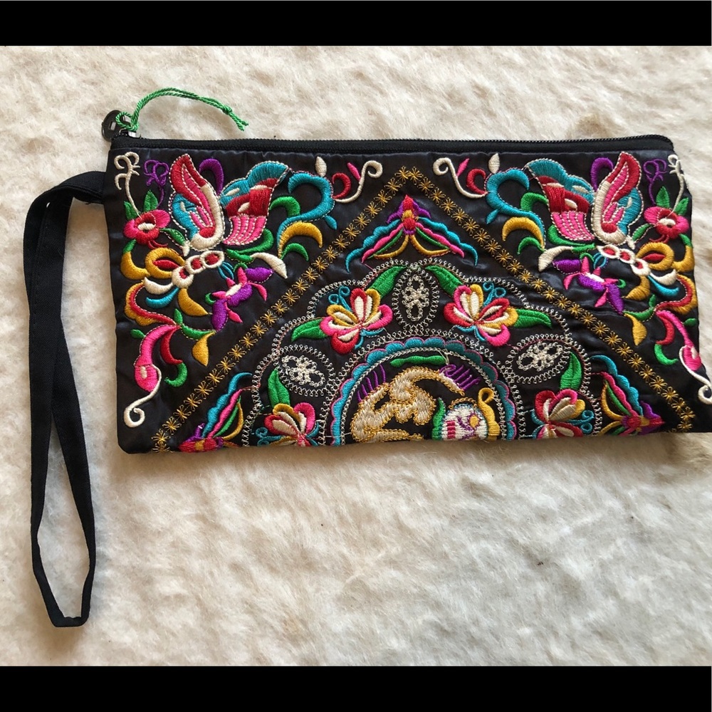 Embroidered Indian Wristlet